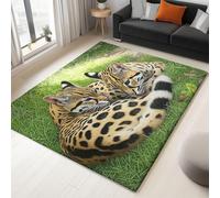 UUZEAI Tapis de Salon Antidérapant 3D Animal Guépard Savane, Moquette Décoration de la Chambre Poil Court Doux Tapis Intérieur Lavable pour Cuisine, Salle à Manger 200x300cm