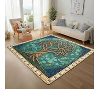 UUZEAI Tapis de Salon Arbre De Vie Celtique Viking, Boho Rustique Exotique Tapis de Chambre, Paillasson Interieur Tapis Doux Poils Ras Antidérapant pour Couloir Entree Décoration Maison 40x60cm