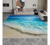 UUZEAI Tapis de Salon Beach Sea Waves 3D Paysage Tapis décoratif Moderne pour Chambre à Coucher, Salle à Manger, Salle de Bain, Lavable et antidérapant (200 x 280 cm)