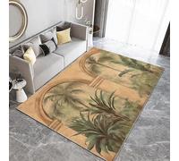 UUZEAI Tapis de Salon Lavable, Paysage de Jungle de Plantes Palmiers Arches, Tapis Doux Antidérapant à Poil Ras pour Chambre Salle à Manger Cuisine Couloir 80x120cm