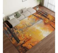 UUZEAI Tapis de Salon Peinture à l'huile Abstraite Forêt d'automne Feuilles Mortes, Nordique Chambre Décoration Tapis Poils Ras, Antidérapant Tapis de Sol Lavable pour Couloir Entrée 50x80cm