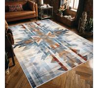 UUZEAI Tapis de Salon Rustique aztèque Motif Tribal amérindien géométrique Fin Lavable antidérapant pour Chambre à Coucher et Cuisine (100 x 160 cm)