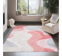 UUZEAI Tapis de Salon Style Boho Rose Créatif du Milieu du Siècle Géométrique Lignes, Antidérapant Lavable Moderne Décoration Interieur Tapis Chambre Ado Fille 50x140cm