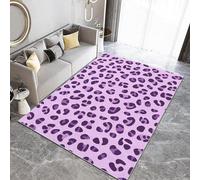 UUZEAI Tapis de Salon Vintage Imprimer Léopard, Violet Abstraite Fille Chambre Décor Tapis Antidérapant, Lavable Poil Courts Doux pour Cuisine, Salle à Manger 100x200cm