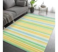 UUZEAI Tapis Décoratif Minimaliste Jaune Vert Rrayé Moderne Dégradé Ombre Tapis Rectangle à Poil Court pour Salon Chambre Cuisine Entrée Salle de Bain, Lavable Doux Antidérapant(60x100cm)