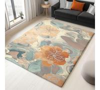 UUZEAI Tapis Décoratif Motif Fleurs Roses Abstrait Beige Brun Tapis à Poil Court Doux, Antidérapant et Lavable Rétro Chic pour Chambre et Salon Intérieur Décoration 60x120cm