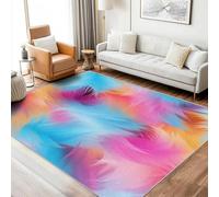 UUZEAI Tapis Décoration de la Maison Intérieur, Imprimé Plume Coloré Rétro Tapis Enfants, Aesthetic Abstraites Moderne Tapis Salon Lavable Antidérapant Tapis Chambre 160x240cm
