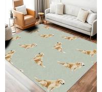 UUZEAI Tapis Golden Retriever 80x200 cm, Lavable, Motif Chien Vert Clair, Doux et Fin, antidérapant, idéal pour Le Salon et la Chambre