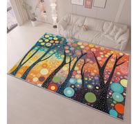 UUZEAI Tapis Imprimé d'arbre Coloré Abstraites pour Salon Doux à Poils Courts Tapis Chambre Antidérapant Lavable Tapis pour Salle à Manger Décoration de Maison Moderne Tapis de Sol 140x200cm