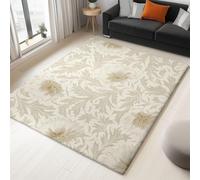 UUZEAI Tapis Lavable, Style William Morris, Motif Floral Vintage, antidérapant, pour Salon, Chambre, Salle à Manger, Salle de Bain, Beige (90 x 180 cm)