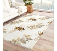 UUZEAI Tapis Mignon Motif Abeille pour Chambre d'enfant, Motif Abeille de Ferme Vintage, Lavable, Doux et antidérapant, pour Salon et Chambre à Coucher (120 x 190 cm)