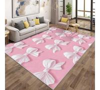 UUZEAI Tapis pour Enfants, Style Princesse, Motif nœud Papillon, antidérapant, Doux et Lavable, pour Salon, Chambre de Fille, Rose (120 x 120 cm)