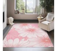 UUZEAI Tapis Rectangle Poil Court, Moderne Simplicité Fleures Rose Filles Tapis de Chambre Doux Lavable Antidérapant pour Salon, Entrée, Cuisine, Couloir, Décoration Maison(40x60cm)