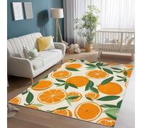 UUZEAI Tapis Rectangle Salon Doux Lavable Orange Fruits Moderne 3D Imprimé Tapis de Sol Décoration Intérieur Antidérapant pour Chambre Cuisine Salle à Manger(180x200cm)