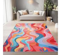 UUZEAI Tapis Rectangulaire à Poils Courts, Vagues Moderne Abstraites Coloré Tapis Antidérapant, Doux Lavable pour Salon de la Chambre d'enfant Décoration la Maison(180x280cm)