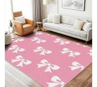 UUZEAI Tapis Rose à nœud Papillon pour Enfants et Filles, Joli Tapis Style Princesse pour Salon, Chambre à Coucher, antidérapant, Lavable (60 x 90 cm)