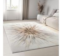 UUZEAI Tapis Salon 160 x 230 cm Moderne à Poils Courts Marron Gris Floraison Abstraite Aquarelle Tapis de Sol Grand Antidérapant Lavable pour Couloir, Chambre, Cuisine