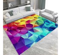 UUZEAI Tapis Salon à Motifs Géométriques Colorés Visuel 3D Tapis de Chambre Moderne Doux Antidérapant Tapis Salle de Jeux pour Garçons Ado Grands Lavable Tapis de Sol 80x120cm