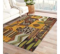UUZEAI Tapis Salon Africain Style Campagnard Géométrique Patchwork Tapis Feuille Imprimé Décor Tapis Chambre Doux Antidérapant Lavable Tapis pour Couloir Cuisine Balcon 140x200cm