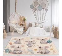 UUZEAI Tapis Salon Dessin Animé Animal de la Forêt, Motif Koala Mignon Paillasson Interieur Doux à Poil Ras Tapis Antidérapant et Lavable pour Chambre d'enfant Décoration 80x150cm
