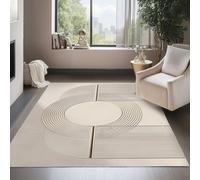 UUZEAI Tapis Salon Géométrie Abstraite Moderne Antiderapant Lavable Tapis Décoratif Art Ligne Minimaliste Poil Ras Doux Luxueux pour Chambre, Salle à Manger, Lvoire 180x200cm