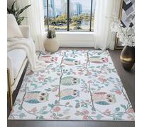 UUZEAI Tapis Salon Hibou Mignon Imprimer Créatif Animal Feuilles Tapis de Sol Antidérapant Doux Tapis à Poils Courts Lavable pour Chambre d'enfant décoration Intérieur 160x240cm