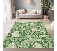 UUZEAI Tapis Salon Style William Morris Motif Feuilles de Fleurs Élégant et Luxueux Moderne Imprimé Tapis Antidérapant Poils Ras Lavable pour Couloirs Chambre Décor la Maison, Vert(120x180cm)