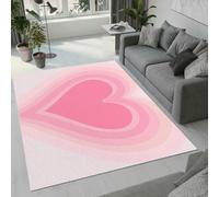 UUZEAI Tapis Simple Motif cœur pour Chambre à Coucher, Salon, Lavable, dégradé Rose, Doux, antidérapant, Fin (90 x 150 cm)