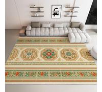 UUZEAI Tapis Vintage à Motif Floral, 90 x 120 cm, Lavable, Style bohème, Doux, Fin et antidérapant, idéal pour Le Salon, la Chambre, la buanderie ou la Cuisine, Vert