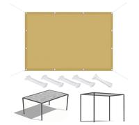 UUZEAI Voile d'ombrage Rectangulaire 3.1 x 3.4 m Imperméable Toile Ombrage PES 95% UV Protection avec Oeillets et Cordons pour Patio Balcon Jardin Terrasse Extérieur, Sable