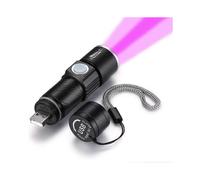 UV Flashlight USB Rechargeable 395nm Rechargeable LED Ultraviolet Light Detector - Black