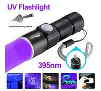 UV flashlight USB rechargeable Lampe torche UV 365nm USB rechargeable Lampe torche ultraviolette Lumière noire Détecteur de mousse pour chat Chien Taches Punaises de lit Nourriture moisie ""Nipseyteko