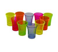 UV Floor - 10 Shooters Fluo - 25 ML -Shot Réutilisable pour Fête et Soirée Fluo - 5 Couleurs - Plastique Rigide
