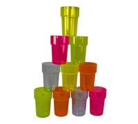 UV FLOOR - 10 Verres à Bière Fluo - 56 cl - Pinte Réutilisable pour Fête et Soirée Fuo - 5 Couleurs - Plastique Rigide