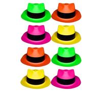 UV Floor - Lot De 12 Chapeaux Fluorescents L-XL - Spéciale Lumière Noire et Ultra Violet - 4 Couleurs Vives - Accessoire Fluorescent - Plastique fin