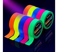 UV Fluorescente Néon Ruban Pour Lumière Noire[10 Rouleaux], Gaffer Tape,Blacklight Réactif Bande, Glow in the Dark Tape, Adhésif, 5 Couleurs, 15MM*5M, Par Rouleau pour Halloween