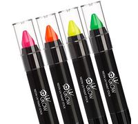 UV Glow - Bâton de peinture UV néon pour le visage et le corps - Produit authentique et original UV Glow - Brille de mille feux noirs (Lot de 4 couleurs)