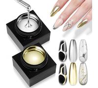 Uv Metallic Gel Nail Polish Kit: Silver And Gold Chrome Nail Polish Uv Gel Nail Polish 3d Paint Metal Paint Nail Polish Nail Drawing Mirror Chrome Durable Gel Nail Polish