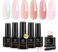 Uv Nail Builder Gel, 8-In-One Builder Gel, Rosa White Semi-Permanent Nail Polish Kit, Gummy Base American Application Extension And Modelling For Rubber Base False Nails Nail Manicure Repair
