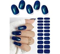 Uv Nail Polish Sticker Cat Eye Blue Uv Gel Nail Stickers 20pcs Self-Adhesive Gel Nail Stickers, Stickers And Stencils For Nail Art