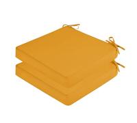 UV-Protected Waterproof Outdoor Chair Cushions Set of 2 - Fade-Resistant Dining Seat Pads with Ties for Patio Furniture Yellow 40 x 40 x 5 cm Ideal for Garden & Deck