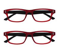 UV Reader Caoutchouté Rouge Noir Lunettes de Lecture Valeur Pack 2 Hommes/Femmes UVR2Pk033 +1,00