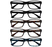 UV Reader La Société Lunettes De Lecture Valeur Pack 5 Hommes Femmes Noir Brun Bleu Designer Style Lecteurs RRRRR92-11223 +3,00