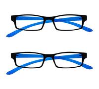 UV Reader Noir Bleu Lumineux Cou Lunettes De Lecture Valeur Pack 2 Femmes Hommes UVR2PK020 +1,00