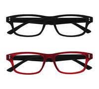 UV Reader Noir Mat Caoutchouté Rouge Lunettes De Lecture Valeur Pack 2 Hommes Femmes RR33-1Z +2,50