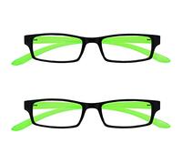 UV Reader Noir Vert Lumineux Cou Lunettes De Lecture Valeur Pack 2 Femmes Hommes UVR2PK021 +2,50