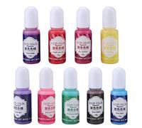UV Resin Coloring Dye Colorant Pigment Non Fast Curing Liquid Resin for DIY Crafts Jewelry Making 9 Colors 10g Bottles (Couleur unie 9 couleurs groupe B)