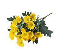 UV Resistant Fall Mums - Silk Cloth Flowers for Outdoor Decor | 32cm Size with Faux Eucalyptus Leaves, Fade Resistant Arrangement, Perfect for Window Thanksgiving Patio Porch Cemetery Garden