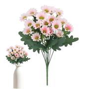 UV Resistant Fall Mums - Silk Cloth Flowers for Outdoor Decor | 32cm Size with Faux Eucalyptus Leaves, Fade Resistant Arrangement, Perfect for Window Thanksgiving Patio Porch Cemetery Garden