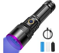 Uv Torch 365nm Led Powerful Ultraviolet Lamp Usb Rechargeable Flashlight Uv Black Light Urine Detector Wood Lamp For Resin, Fishing, Scorpion, Minerals, Amber With Battery